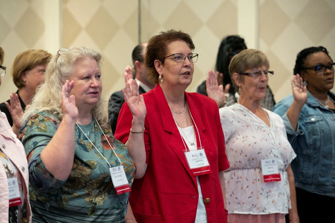 Second set of Supporting Grandparents Raising Grandchildren Advisory Council members completing the oath of office