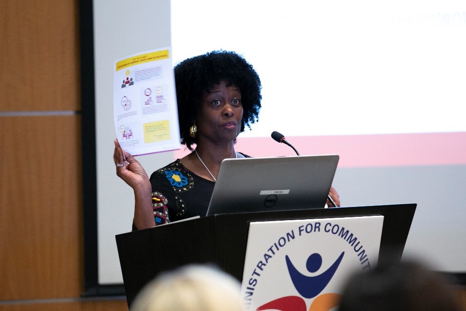 Panelist Donna Benton, Ph.D., Research Associate Professor of Gerontology, USC Davis presenting on The California Experience: Lessons Learned